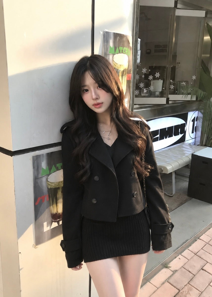 Noir Cropped Pea Coat