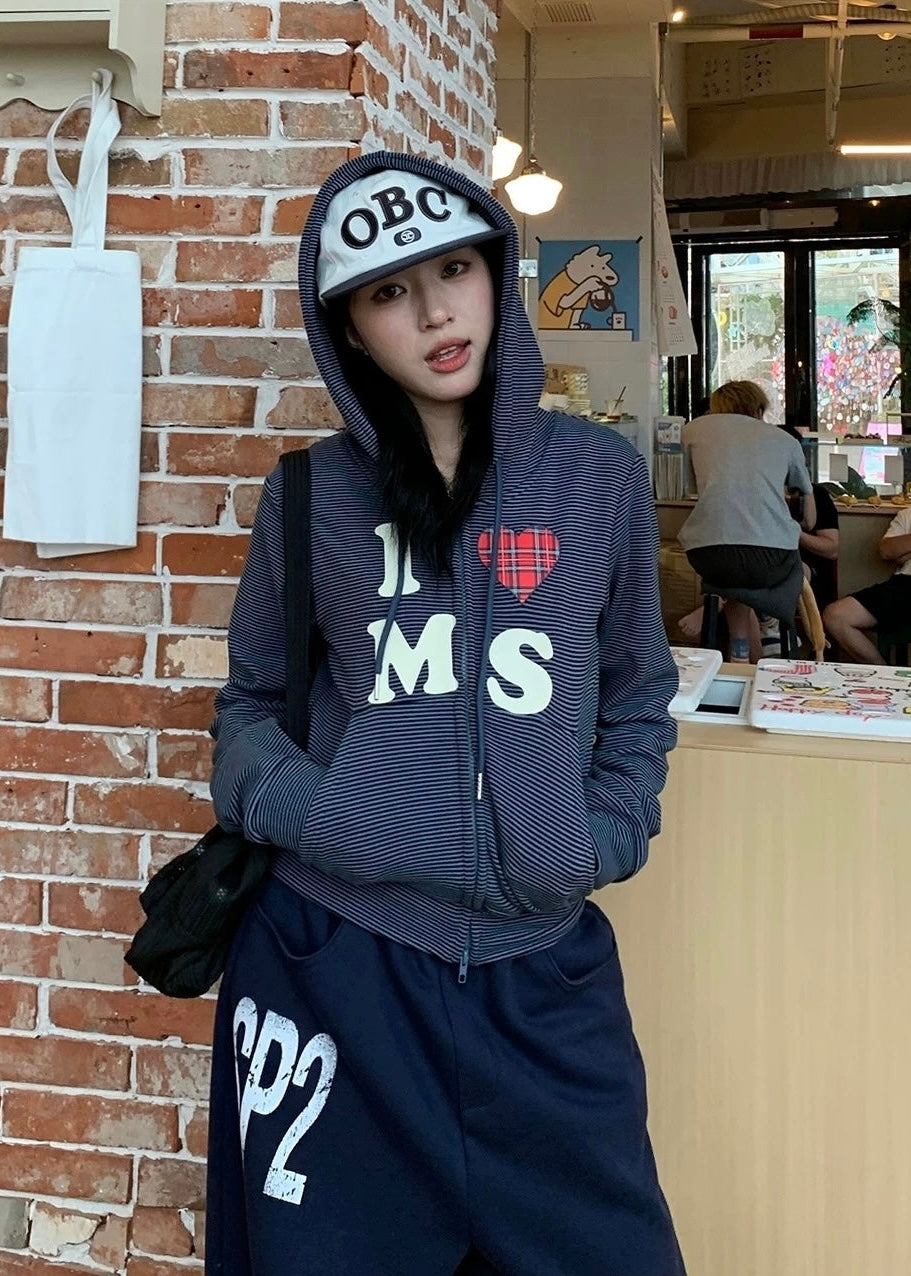 Striped Cropped Zip-Up Hoodie | Noxvera