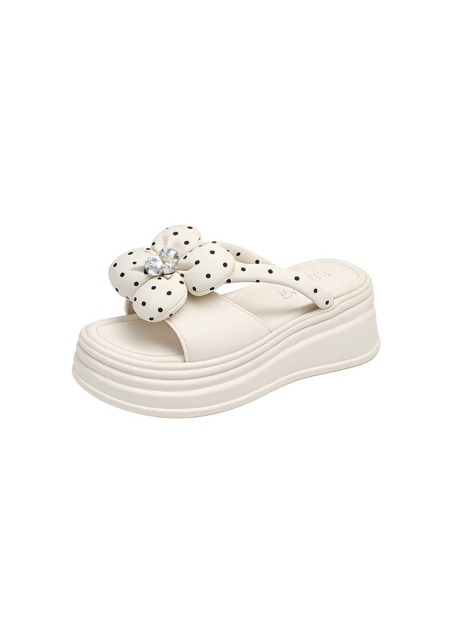 Polka Bloom Platform Sandals