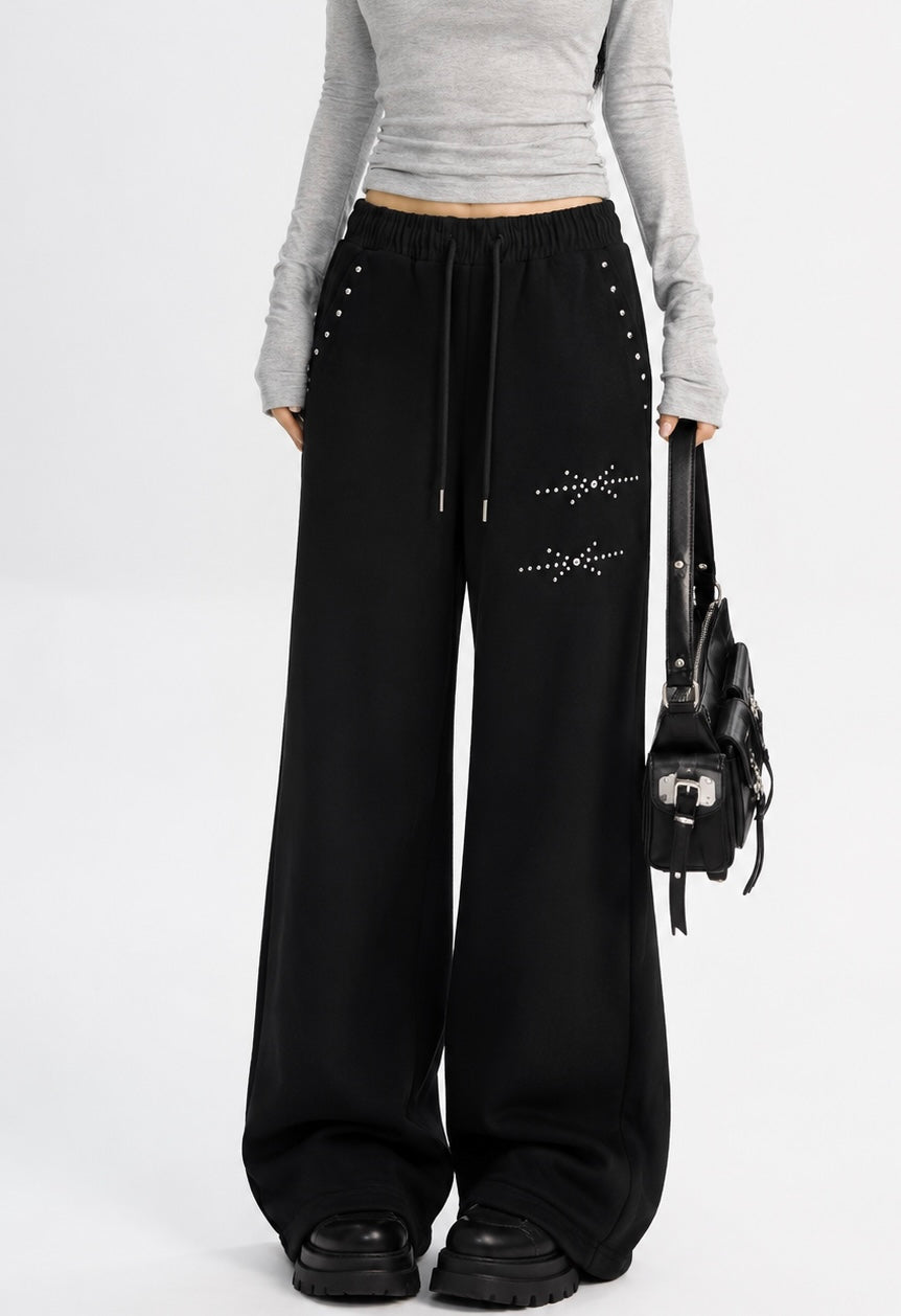 Studded Wide-Leg Sweatpants