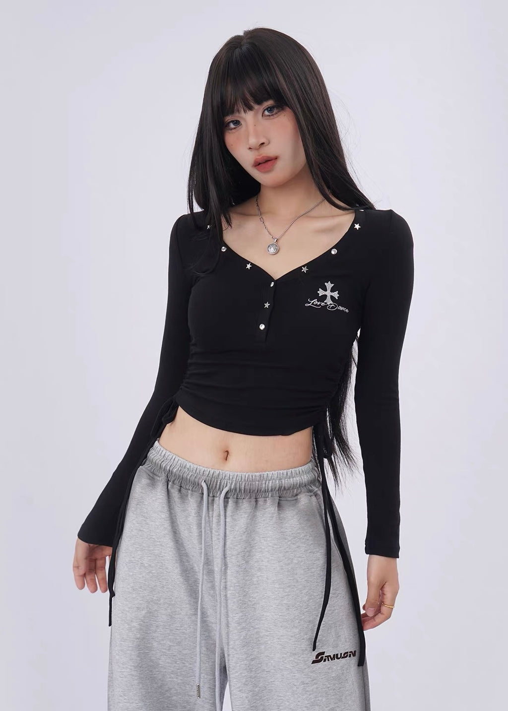 Starlit Lace Henley トップス