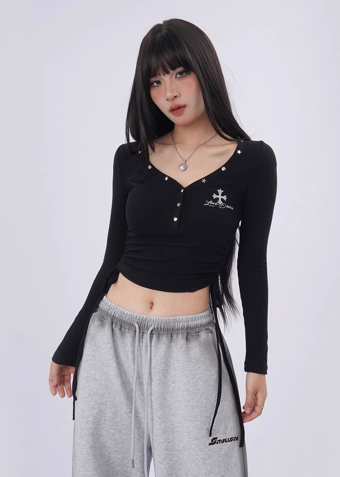 Starlit Lace Henley トップス