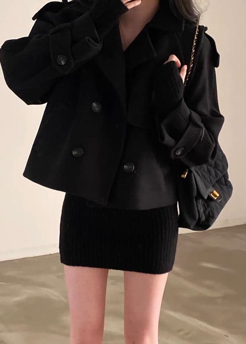 Noir Cropped Pea Coat