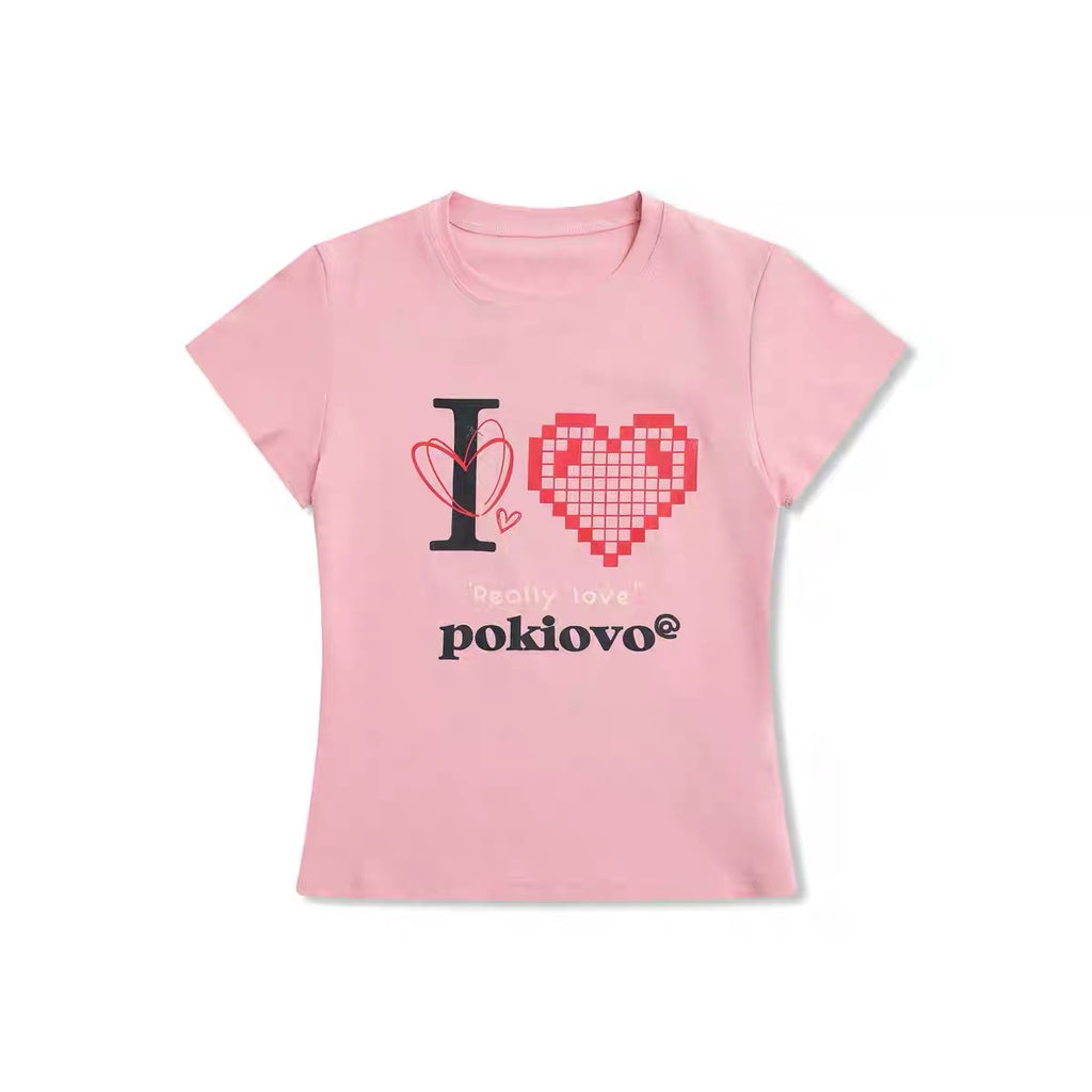 Pixel Heart Love Tシャツ