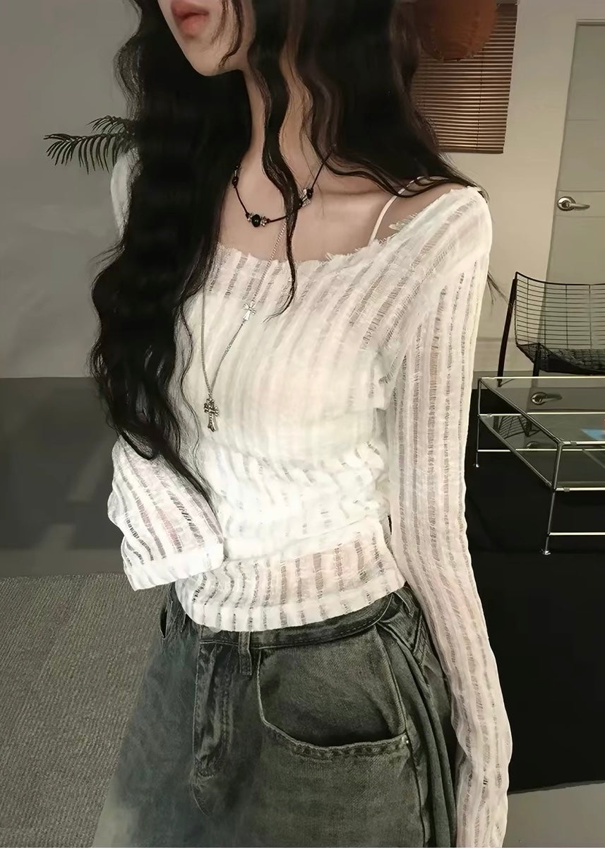 Sheer Stripe Knit トップス