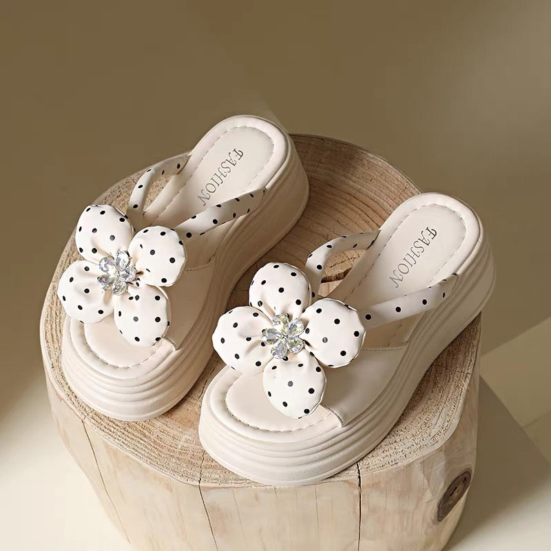 Polka Bloom Platform Sandals