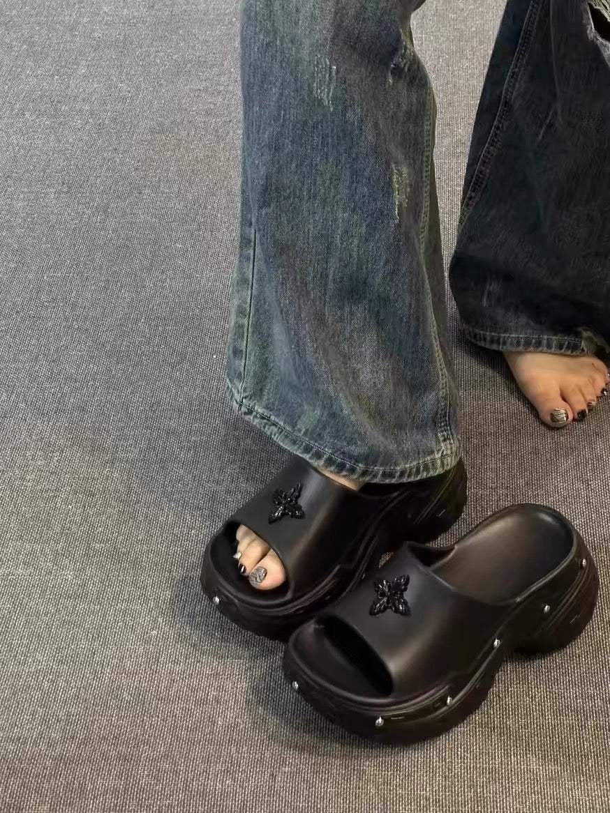 Y2K-Chrome-Butterfly Sandals +8cm