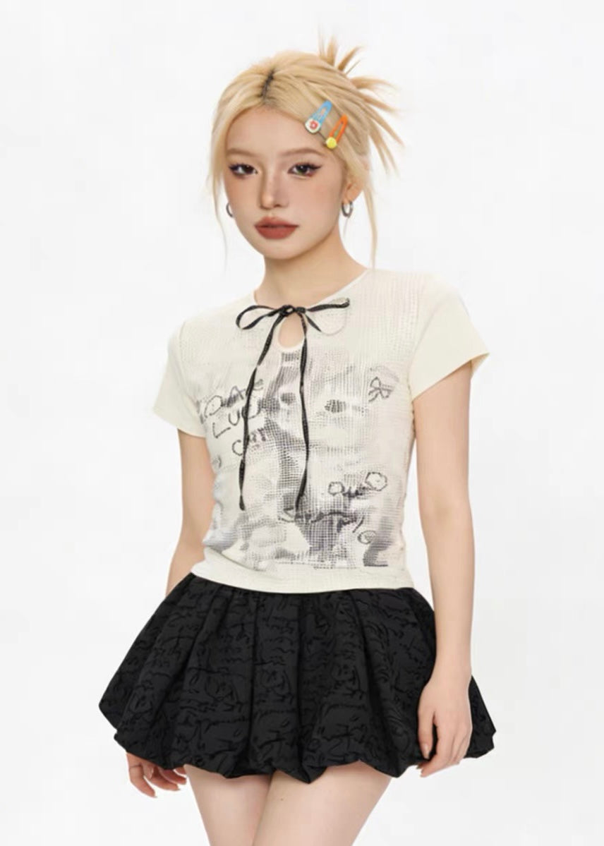 Midnight Cat Ribbon Tシャツ