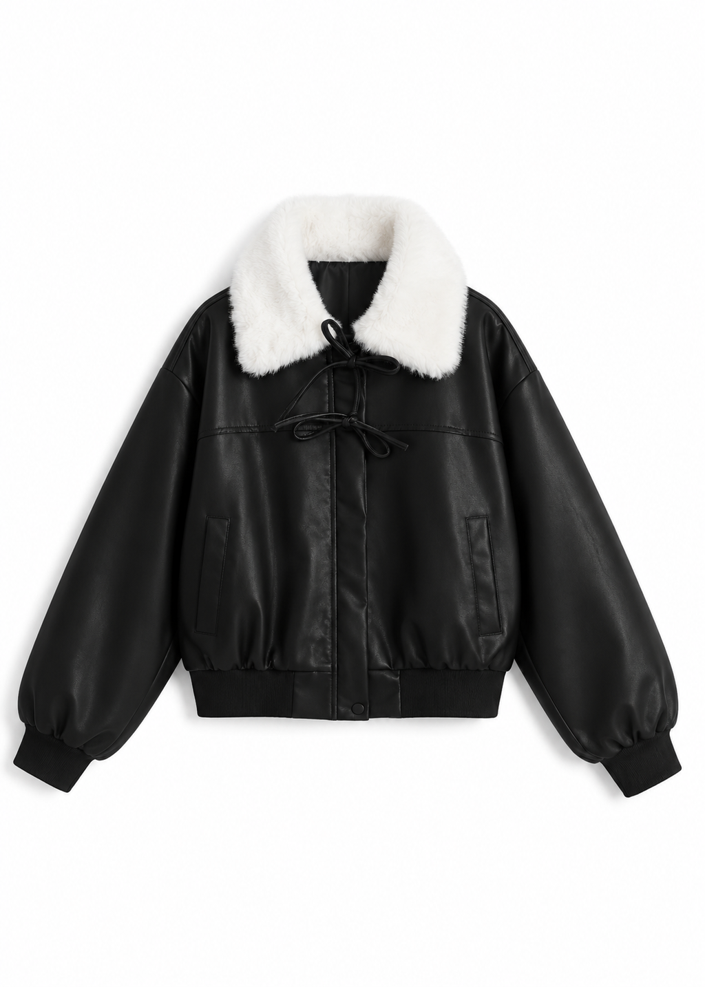 Veyra Fur Ribbon Leather Jacket