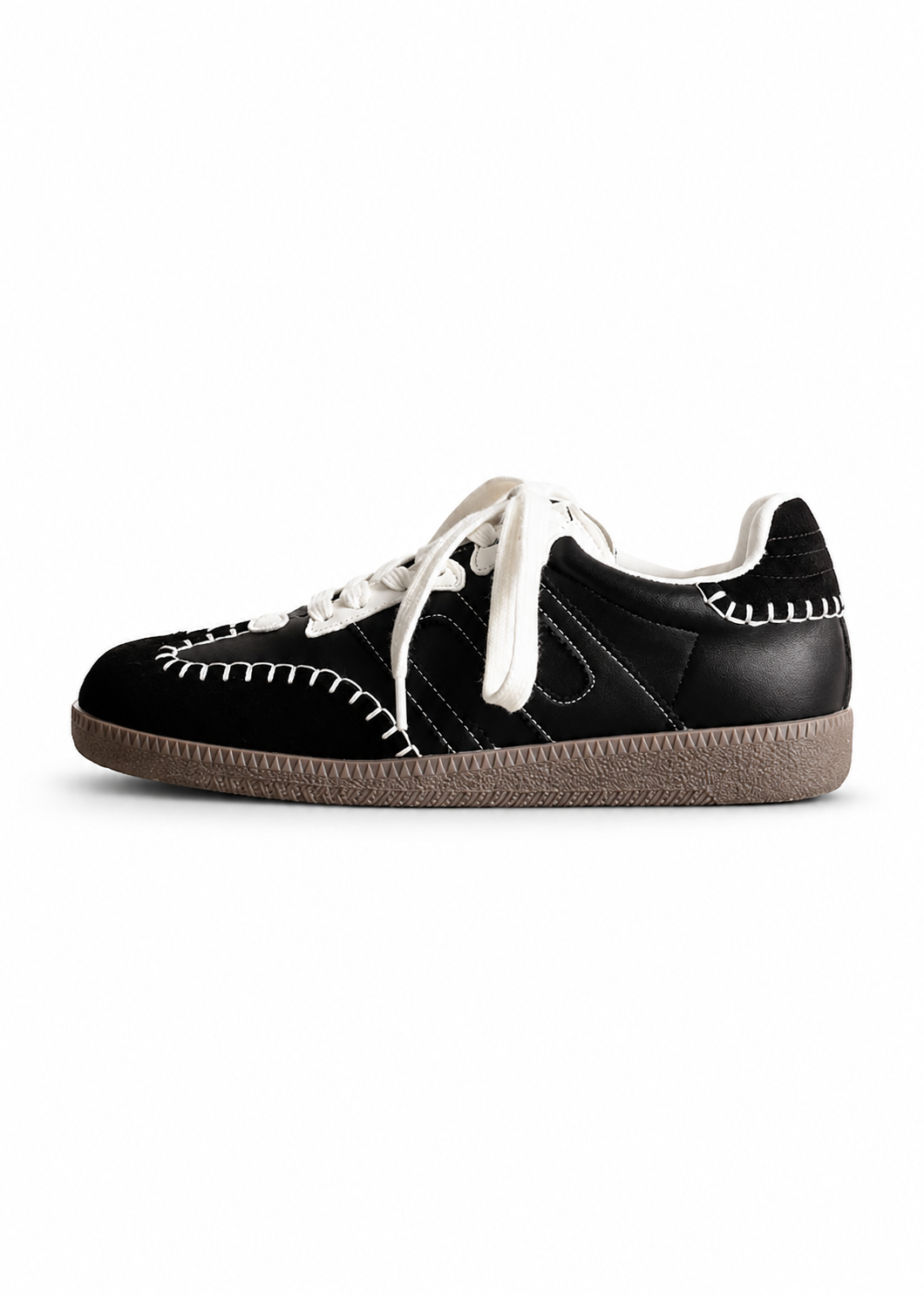 Black Hand-Stitched Low Sneakers