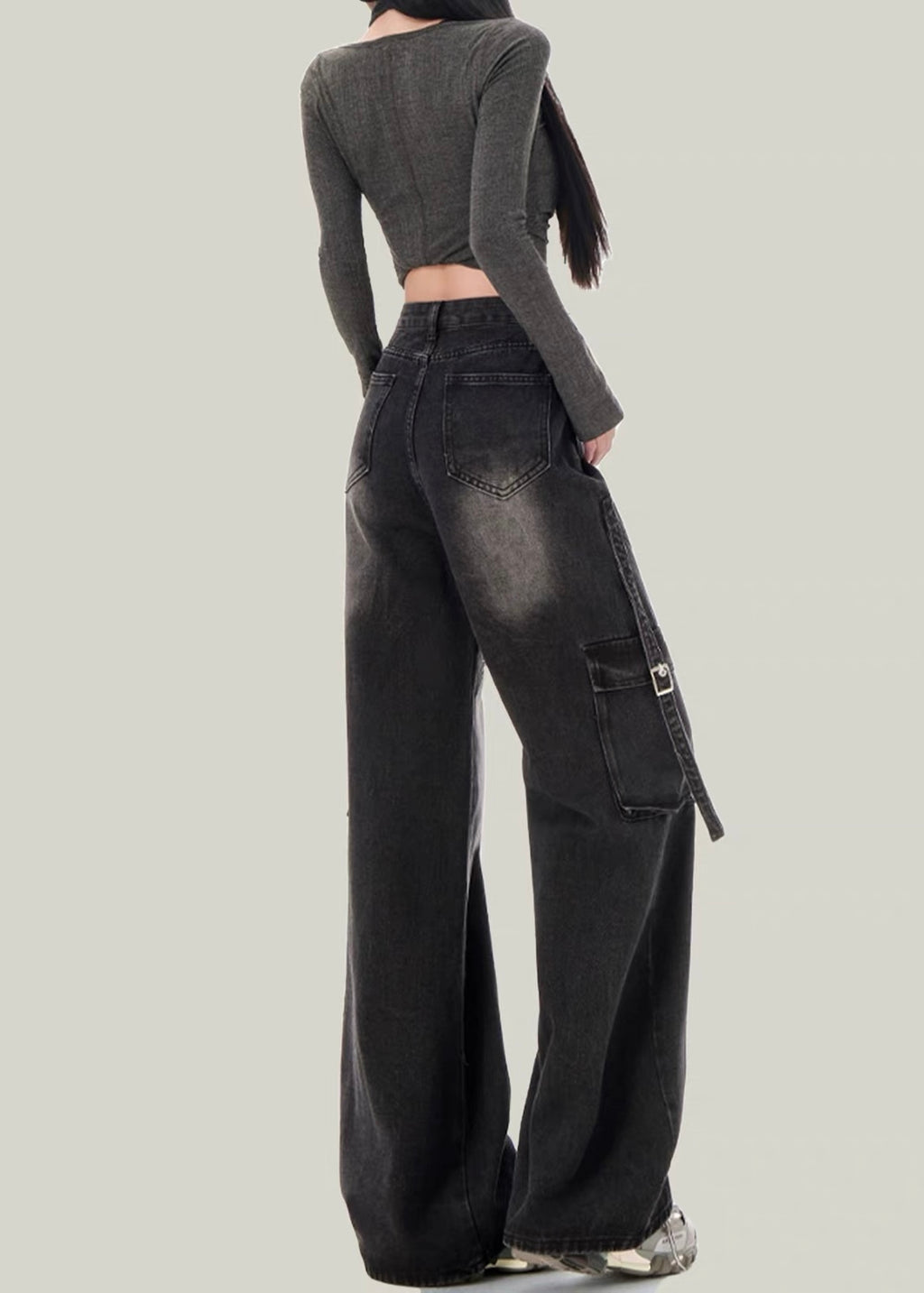Shadow Rivet Wide Cargo Denim