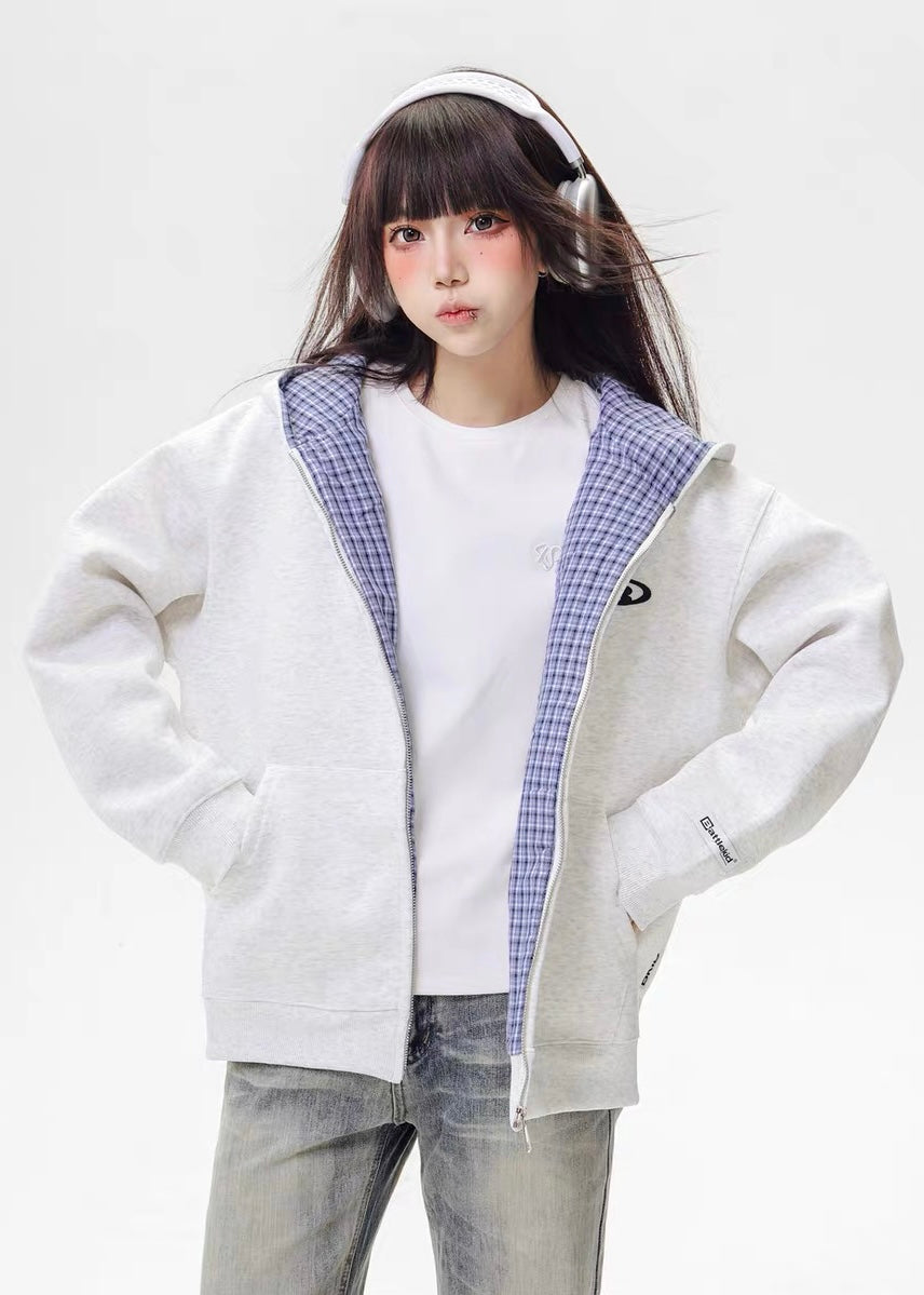 Shadow Plaid Shell Zip Parker