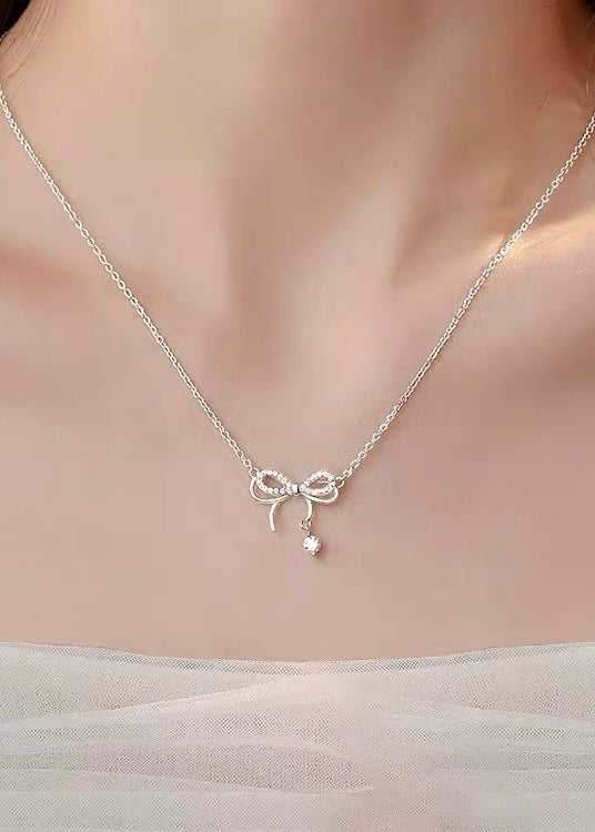 Sparkling Ribbon Drop Necklace