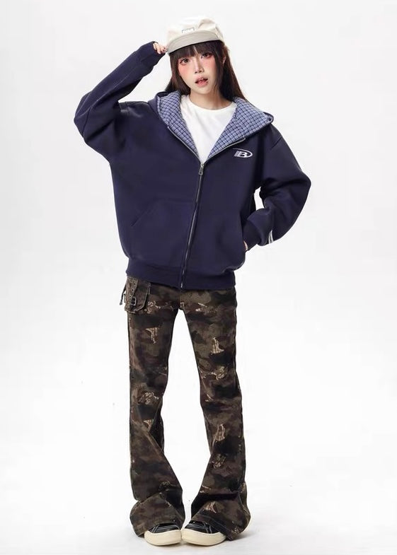Shadow Plaid Shell Zip Parker