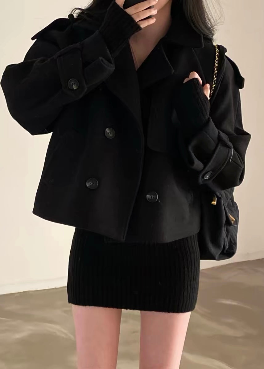 Noir Cropped Pea Coat