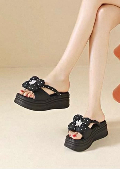 Polka Bloom Platform Sandals
