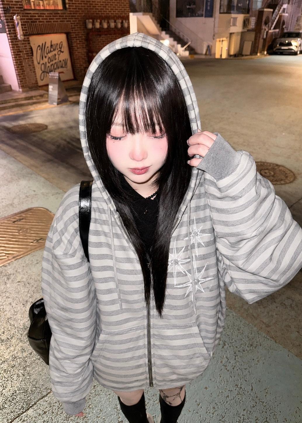 Stella Stripe Zip Hoodie