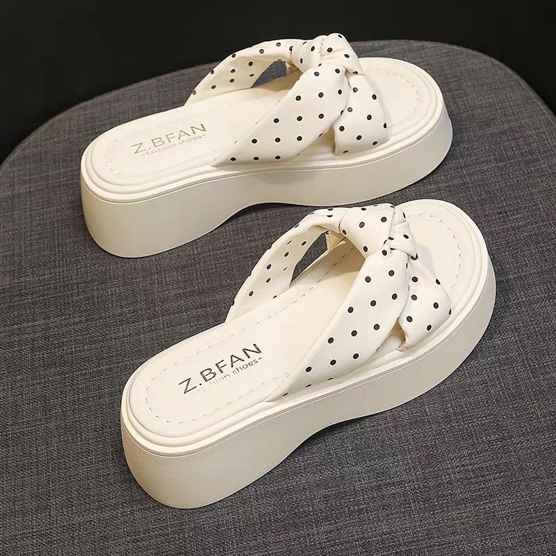 PolkaDot Ribbon Platform Sandals