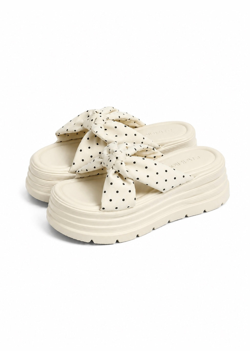 Polka Ribbon Platform Sandals +7cm