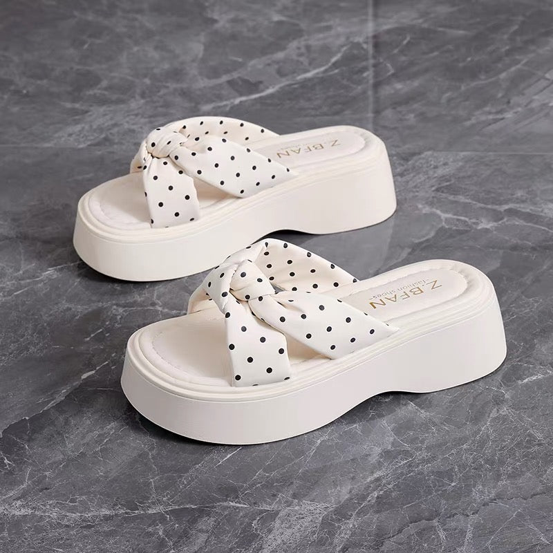 PolkaDot Ribbon Platform Sandals