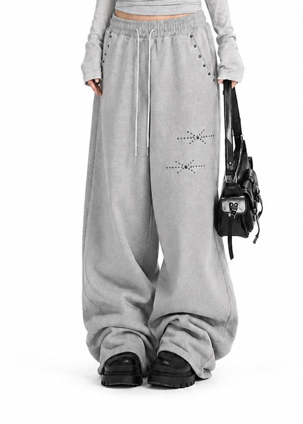 Studded Wide-Leg Sweatpants