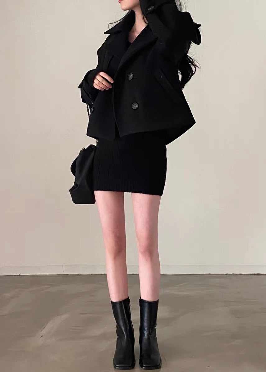 Noir Cropped Pea Coat