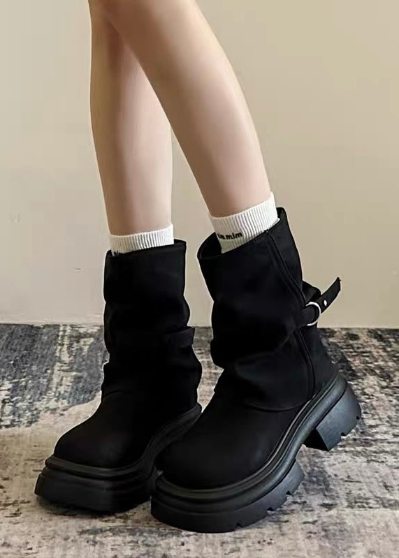 Soft Slouchy Buckle Boots