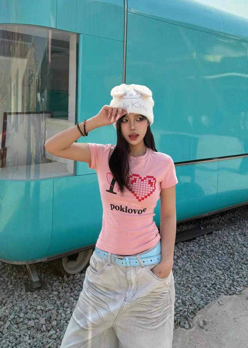 Pixel Heart Love Tシャツ