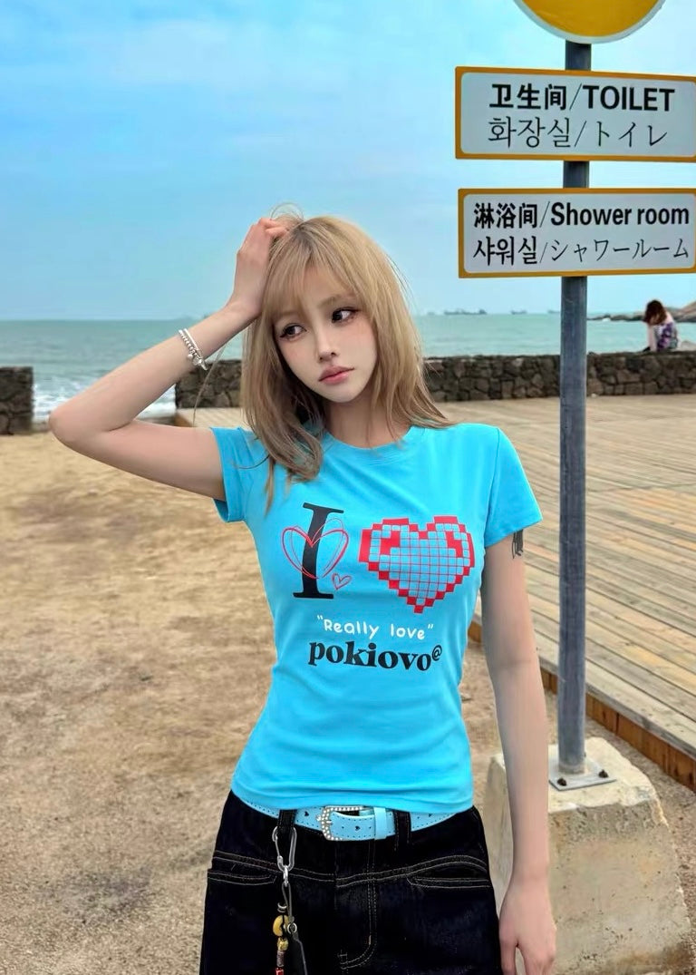 Pixel Heart Love Tシャツ
