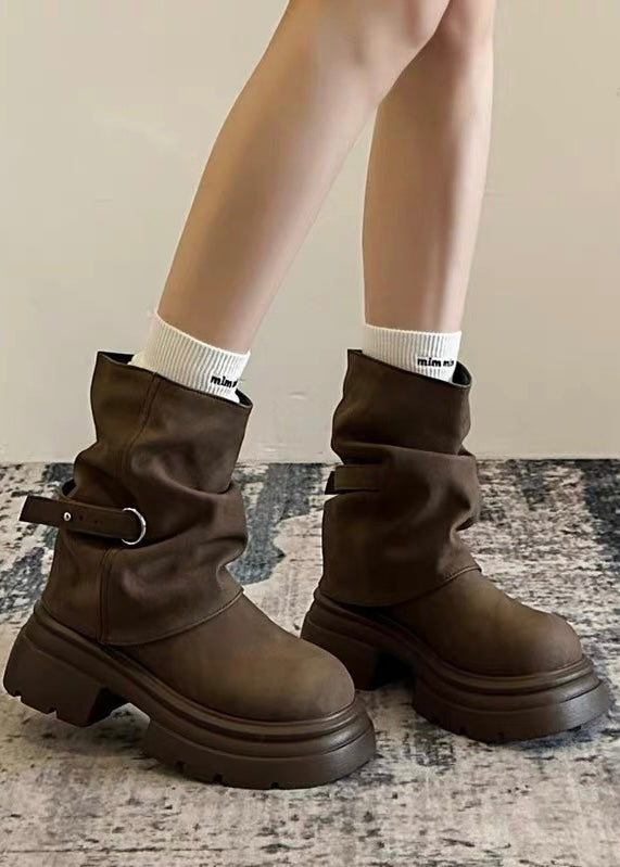 Soft Slouchy Buckle Boots