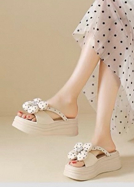 Polka Bloom Platform Sandals