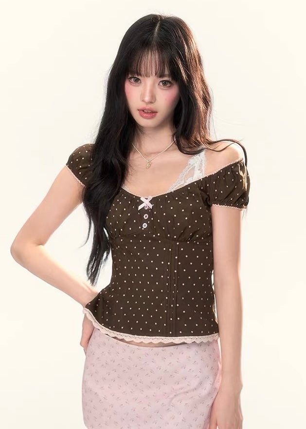 Miel Dot Lace トップス