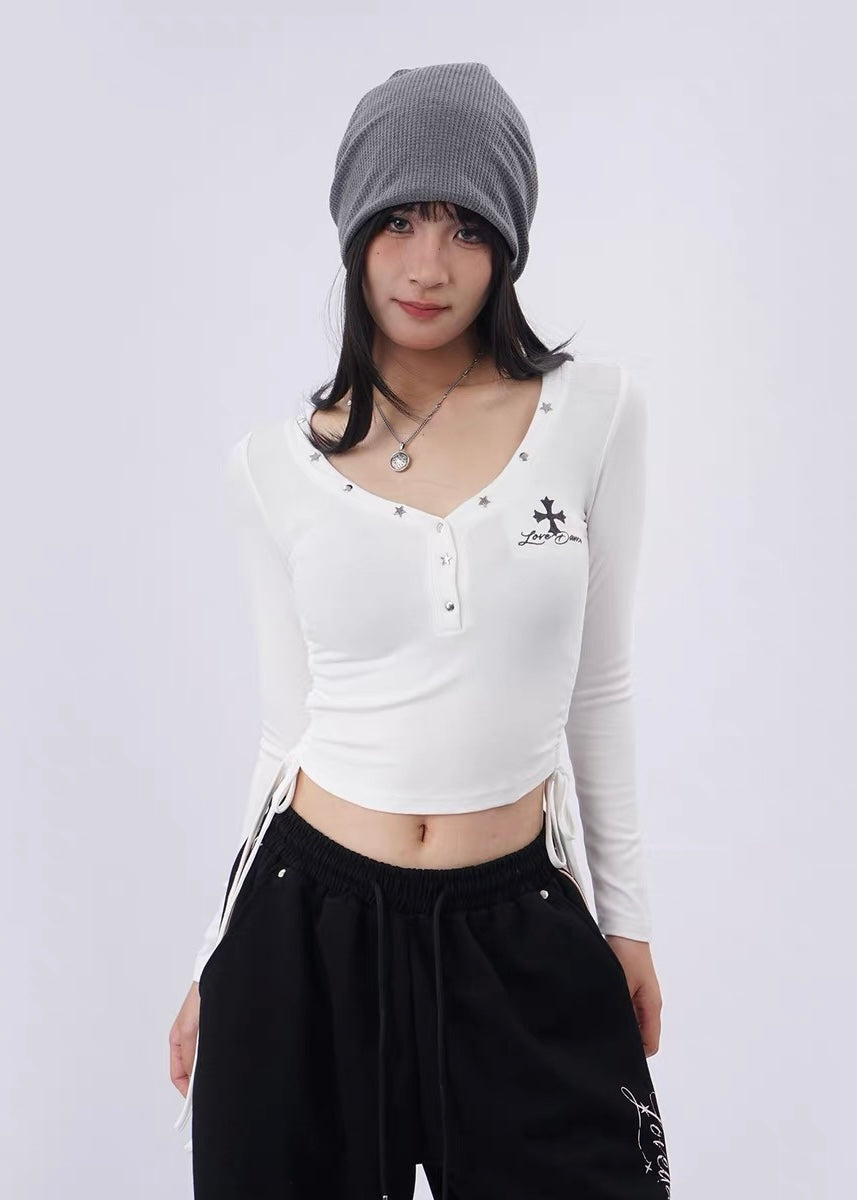 Starlit Lace Henley トップス