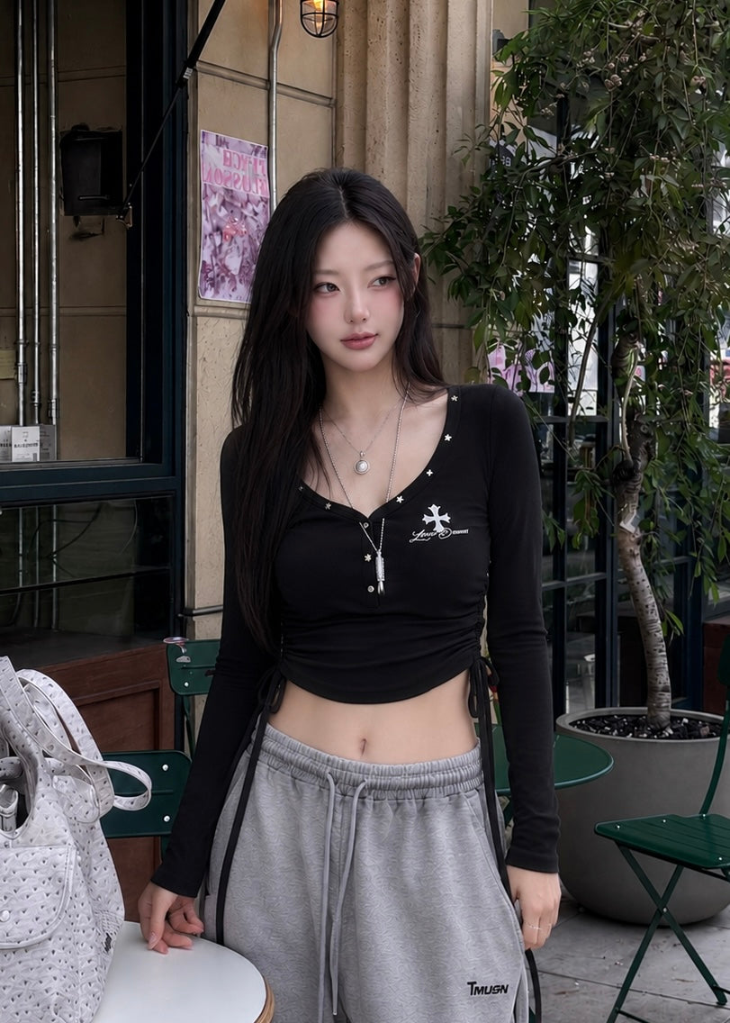 Starlit Lace Henley トップス