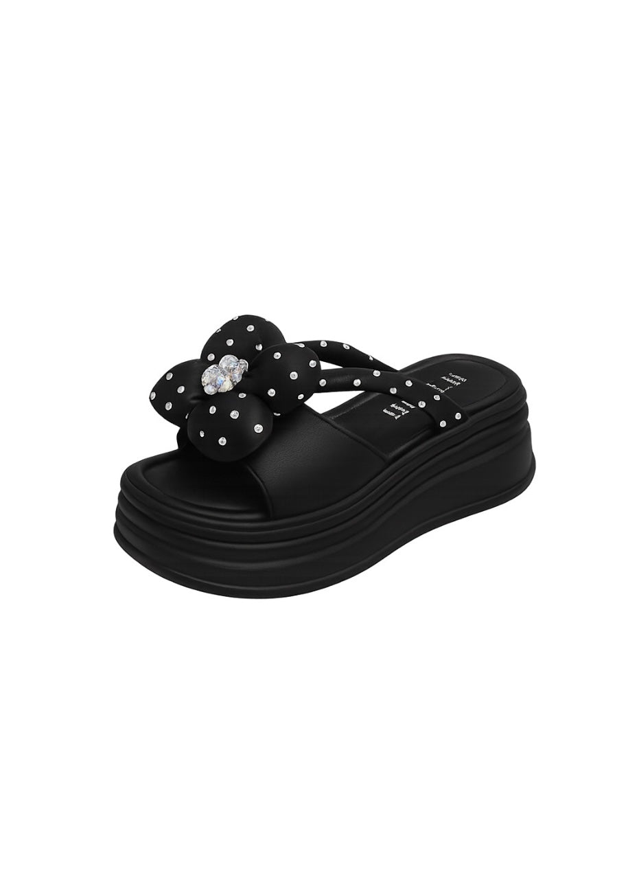 Polka Bloom Platform Sandals