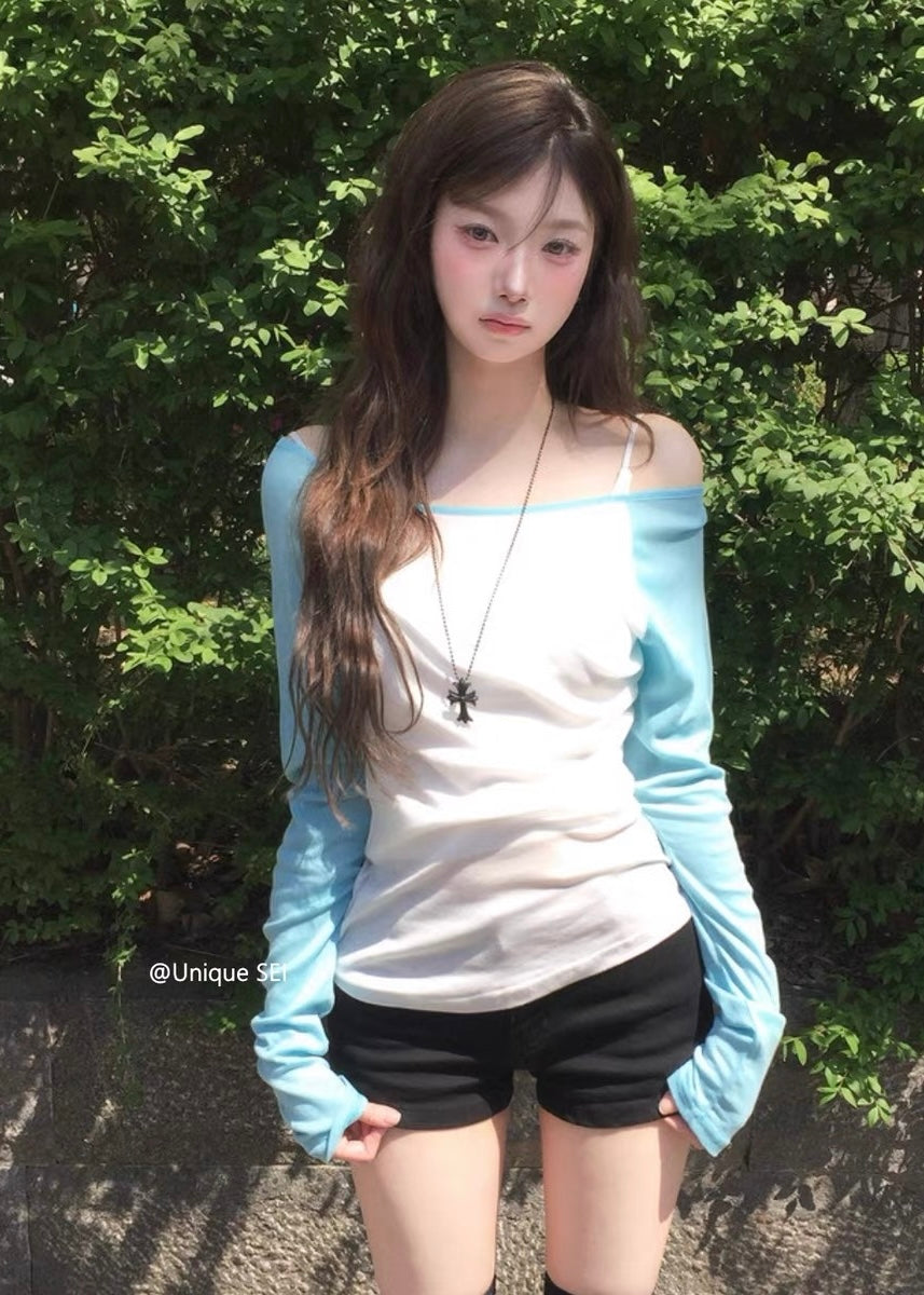 Sky Line Raglan トップス