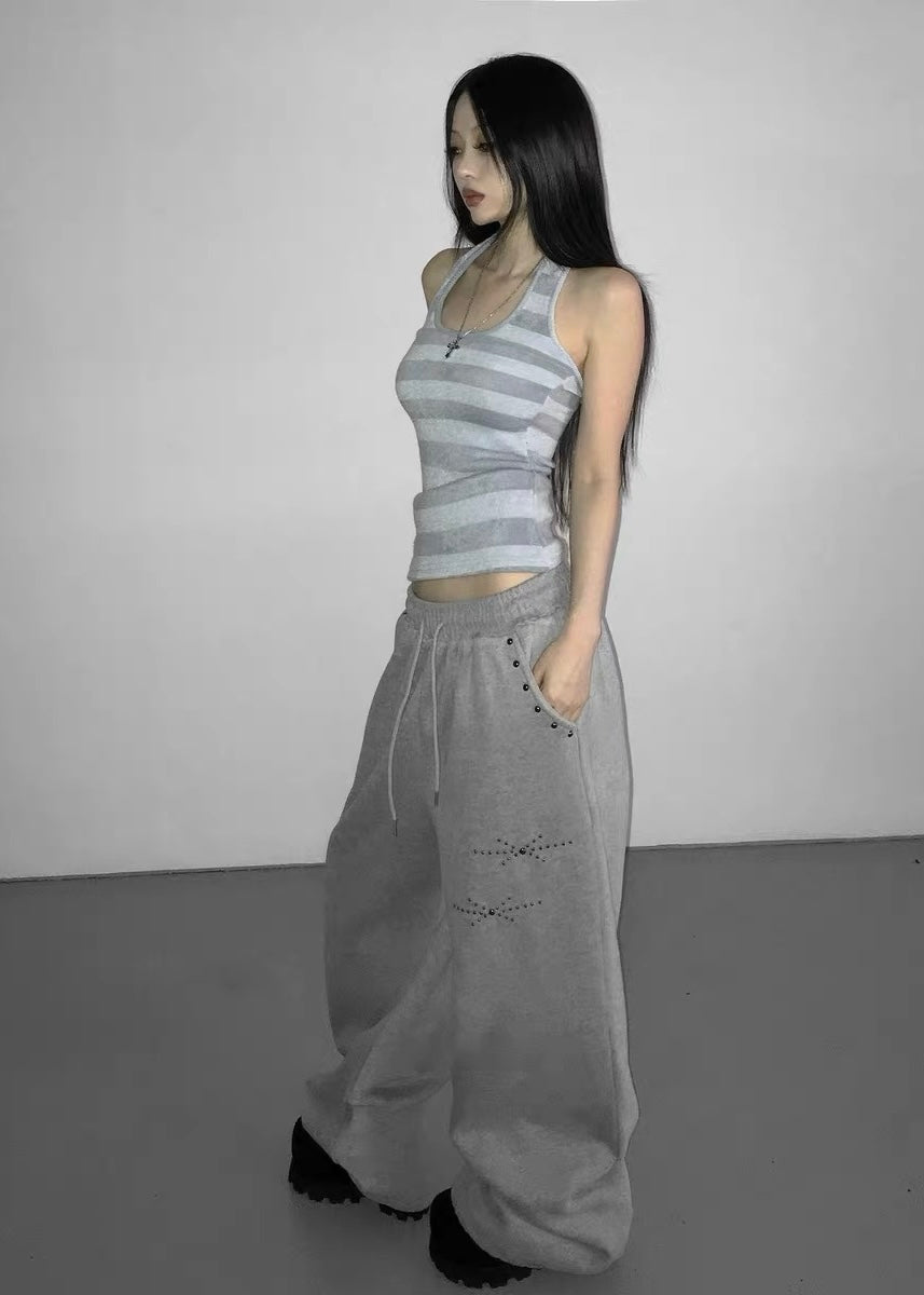 Studded Wide-Leg Sweatpants