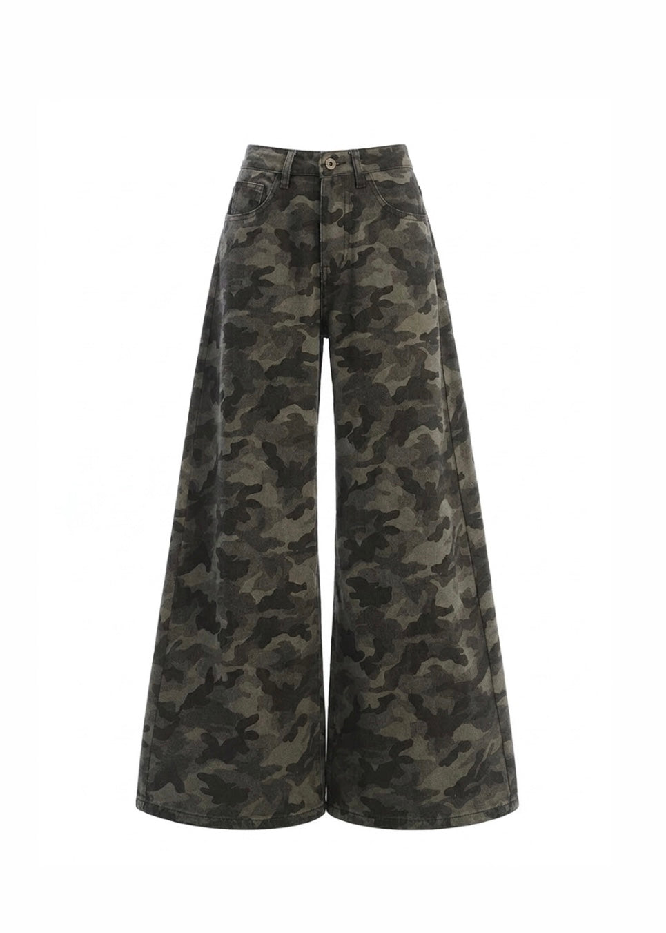 Camo High-Rise Wide Jeans