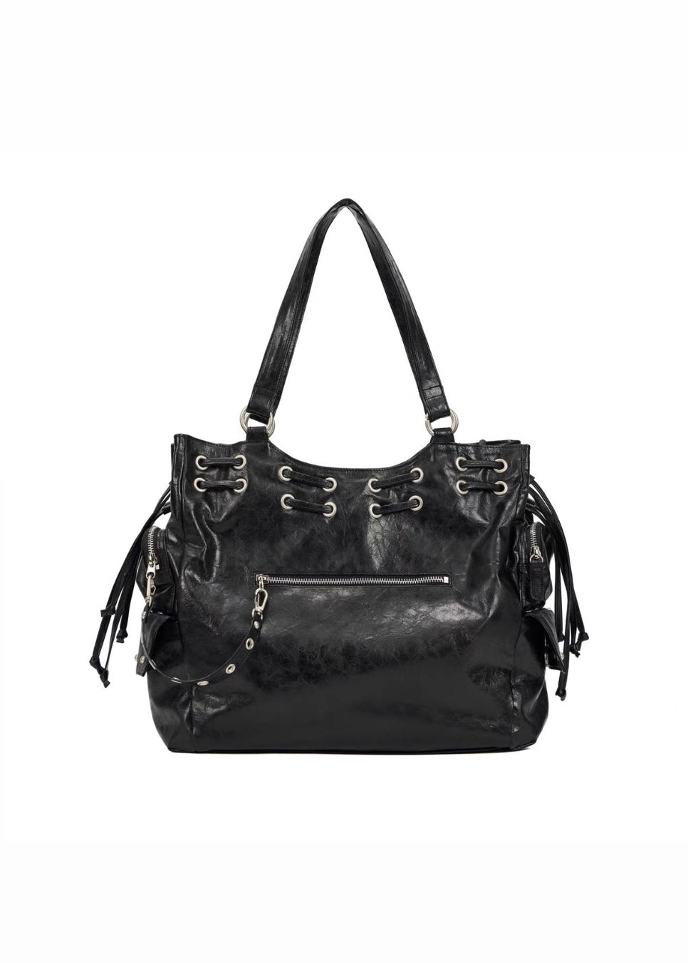 Leather race アップチェーントートバッグ