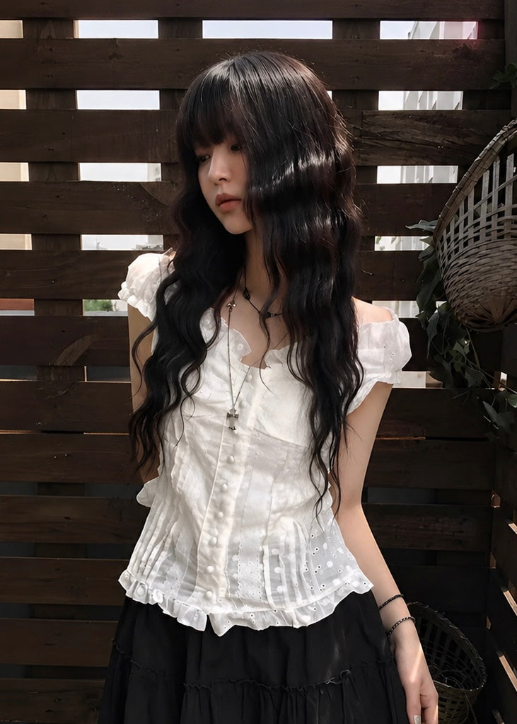 Cotton Lace フリルブラウス
