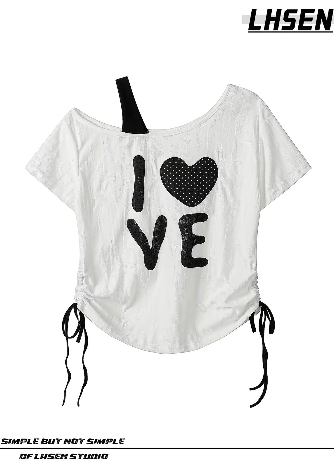 Heart Script Off Shoulder トップス