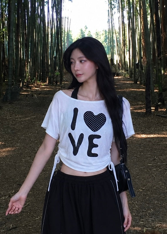 Heart Script Off Shoulder トップス