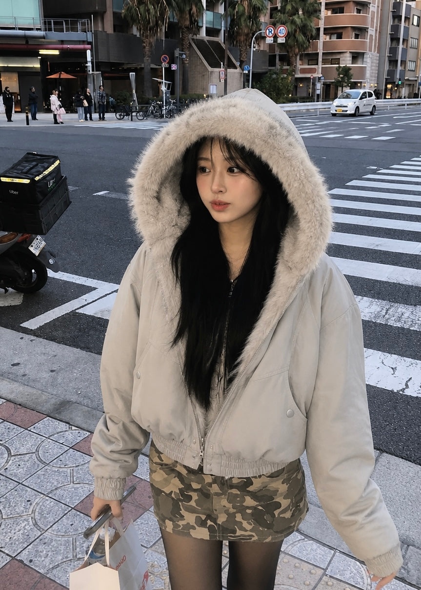Fur Frame Hood Jacket