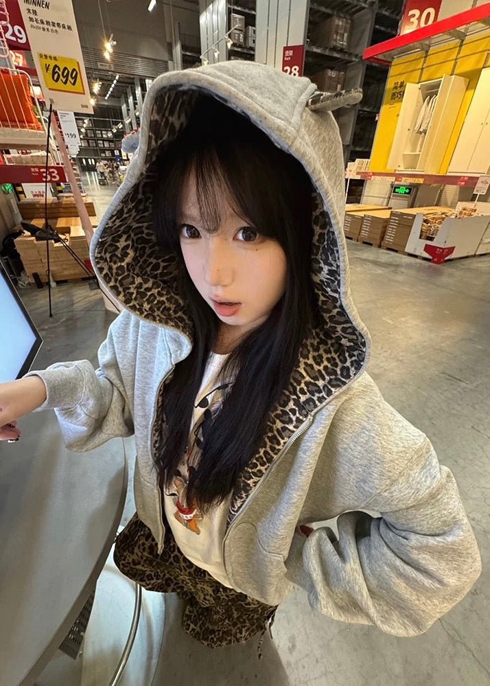 Leopard-Lined Bear ジップパーカー – Noxvera