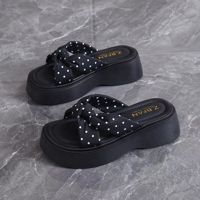 PolkaDot Ribbon Platform Sandals