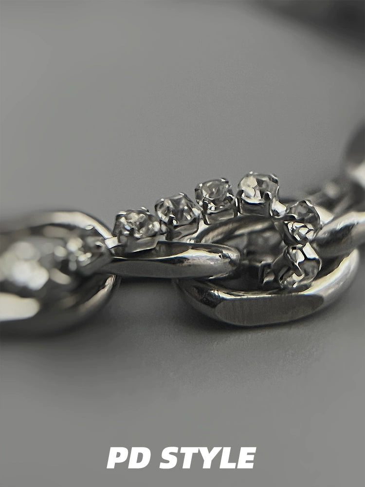 PDSTYLE 轻奢水钻缠绕钛钢古巴手链男女生高级感小众情侣配饰潮品