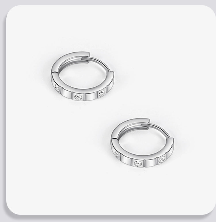 Sterling Silver Punk Minimalist Hoop Earrings