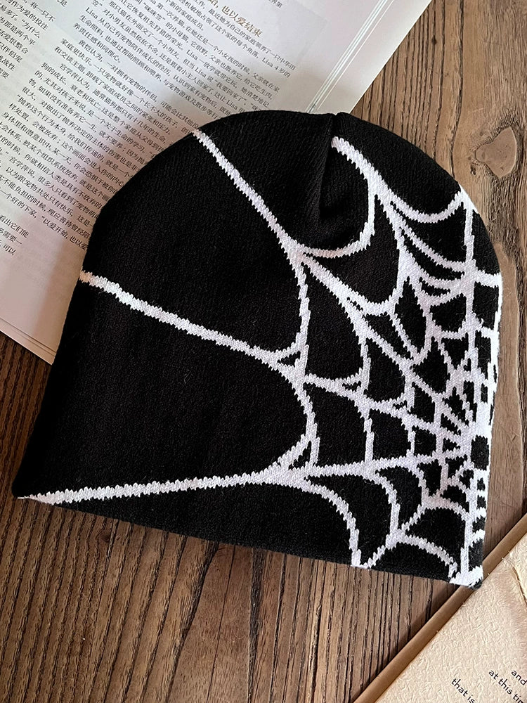 Spider Web Knit Wool Beanie