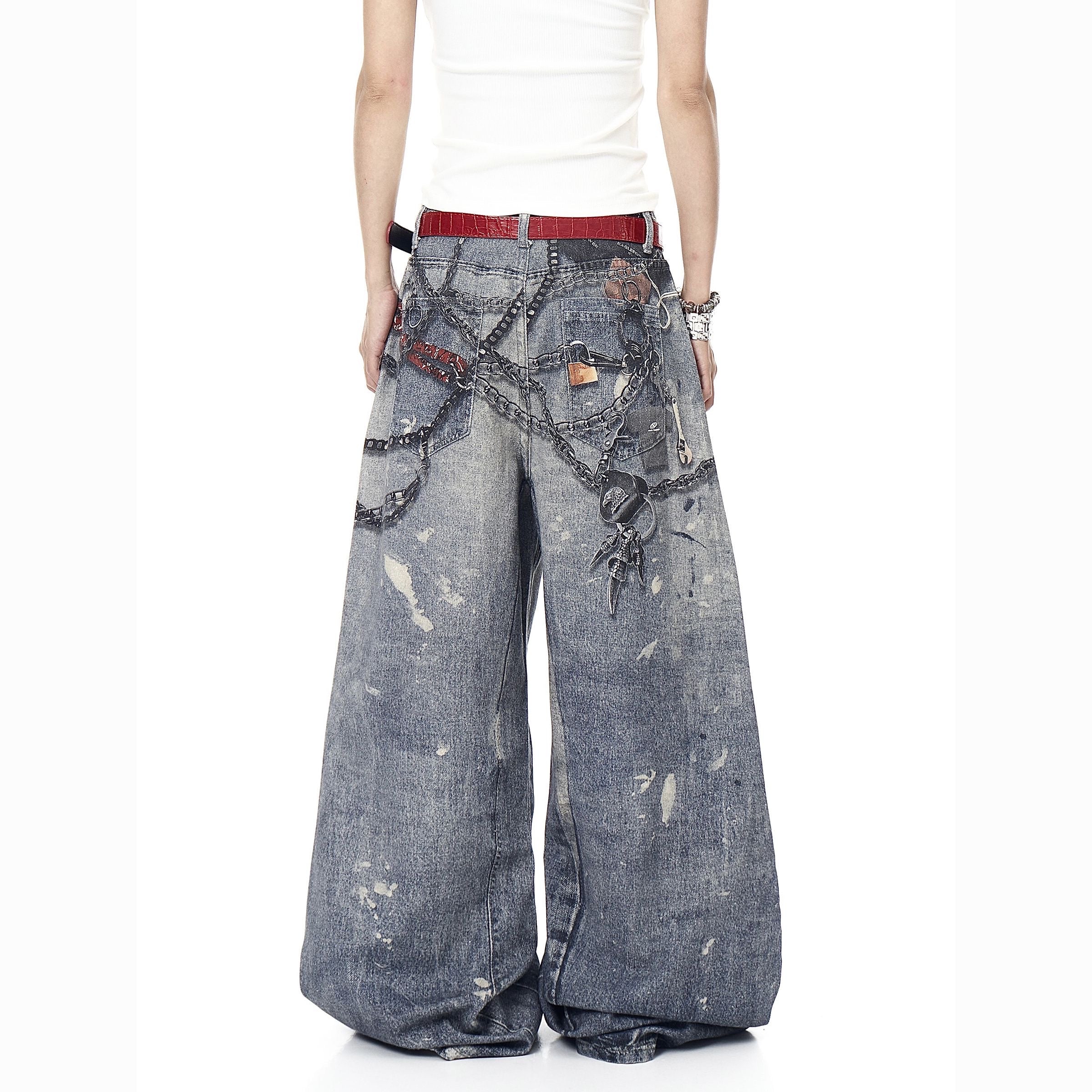 Graphic Chain Trompe-l'oeil Denim