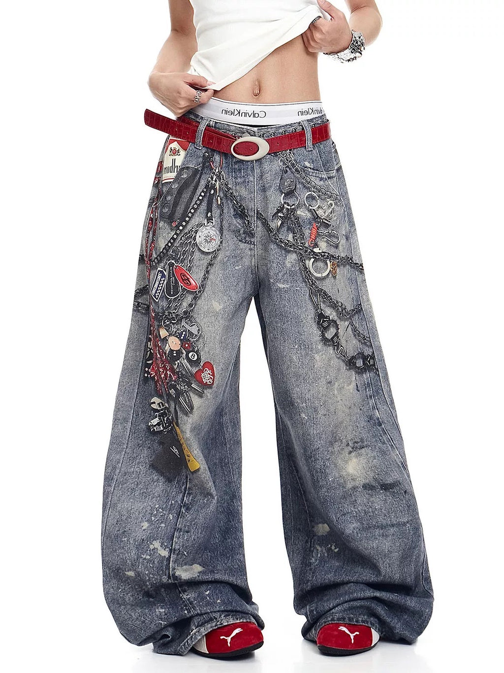 Graphic Chain Trompe-l'oeil Denim